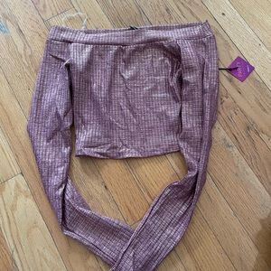 Pink crop top with gold sheen